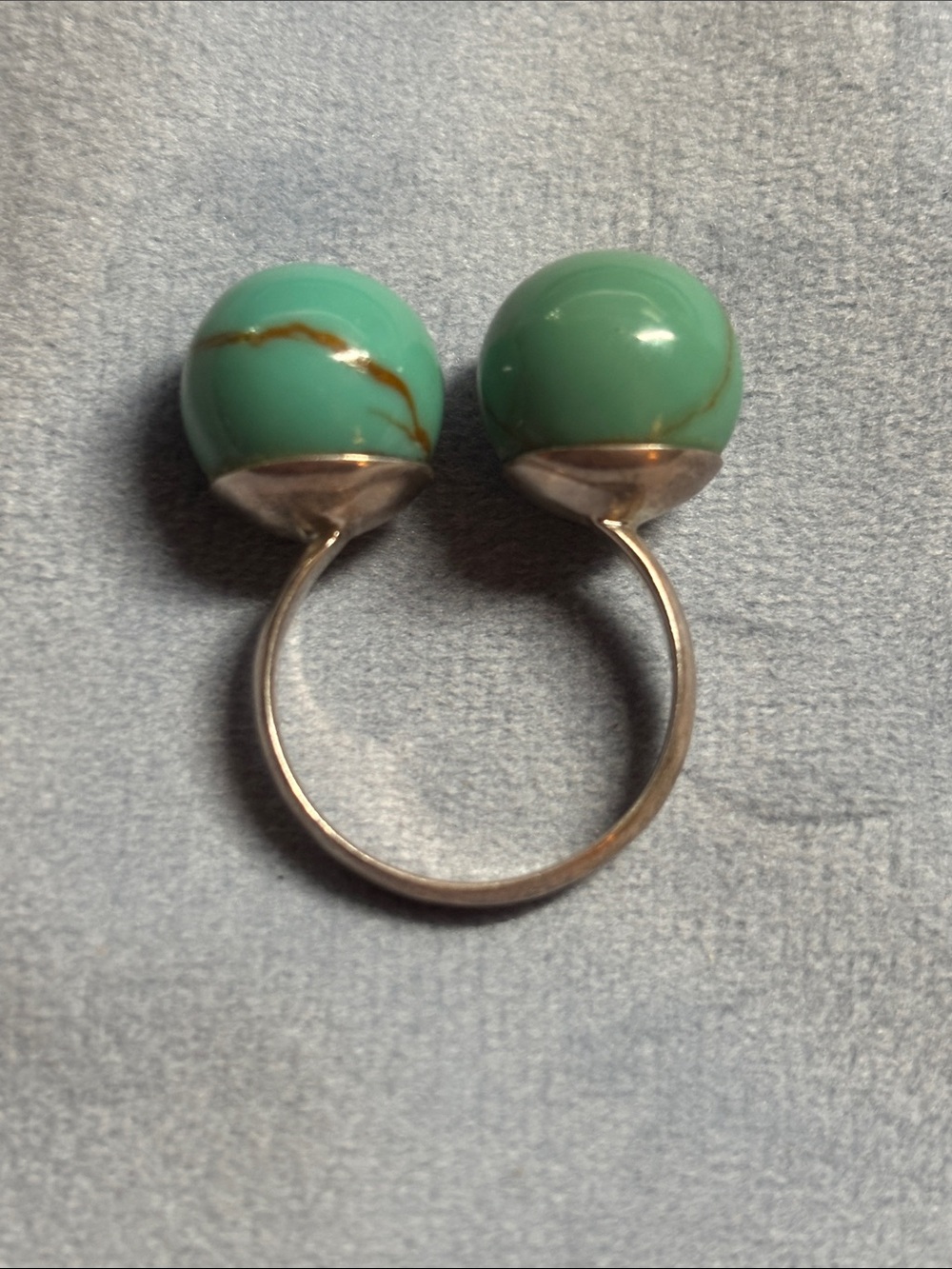 Vintage-StyleToi Et Moi; Me & You Sterling Turquoise Ring Size 9